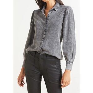 Rails Charcoal Acid Wash Denim Button-Down Shirt